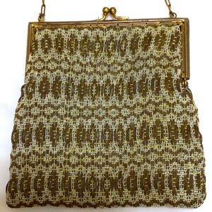 VERY RARE antique woven wire kisslock evening bag